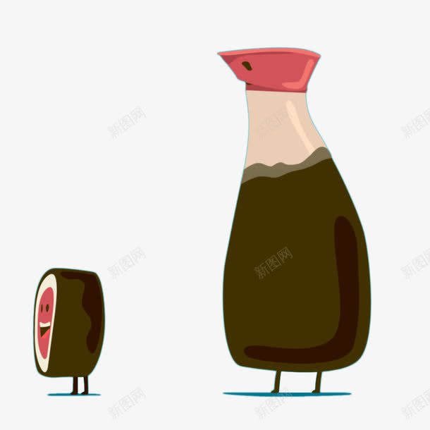 卡通寿司和酱油瓶png免抠素材_新图网 https://ixintu.com 卡通 寿司 手绘酱油瓶 追逐 酱油瓶 酱油瓶卡通