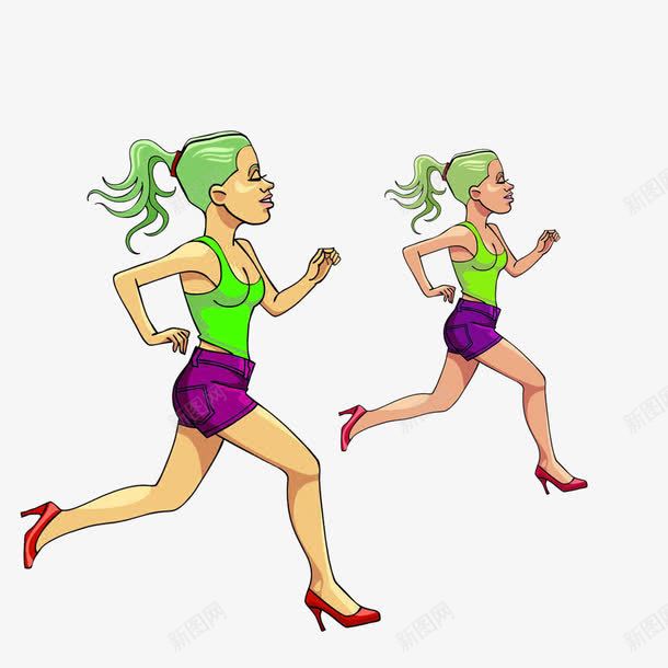 跑步健身的女孩png免抠素材_新图网 https://ixintu.com 卡通手绘 女性 女性健康 跑步 运动