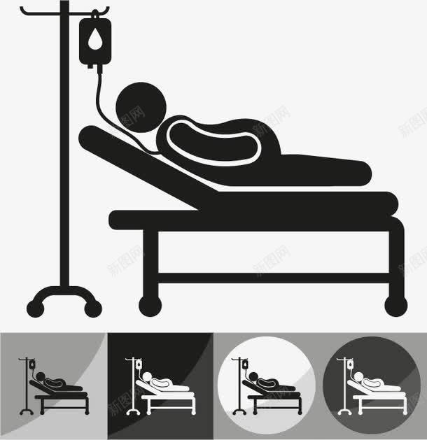 输液的病人图标png_新图网 https://ixintu.com 吊针 生病 病人 输液 黑色剪影