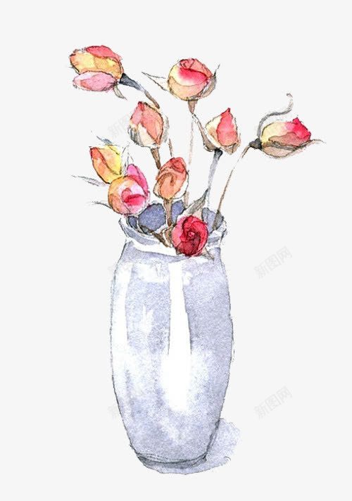 花瓶里的花png免抠素材_新图网 https://ixintu.com 玫瑰 粉色 花朵 花瓶