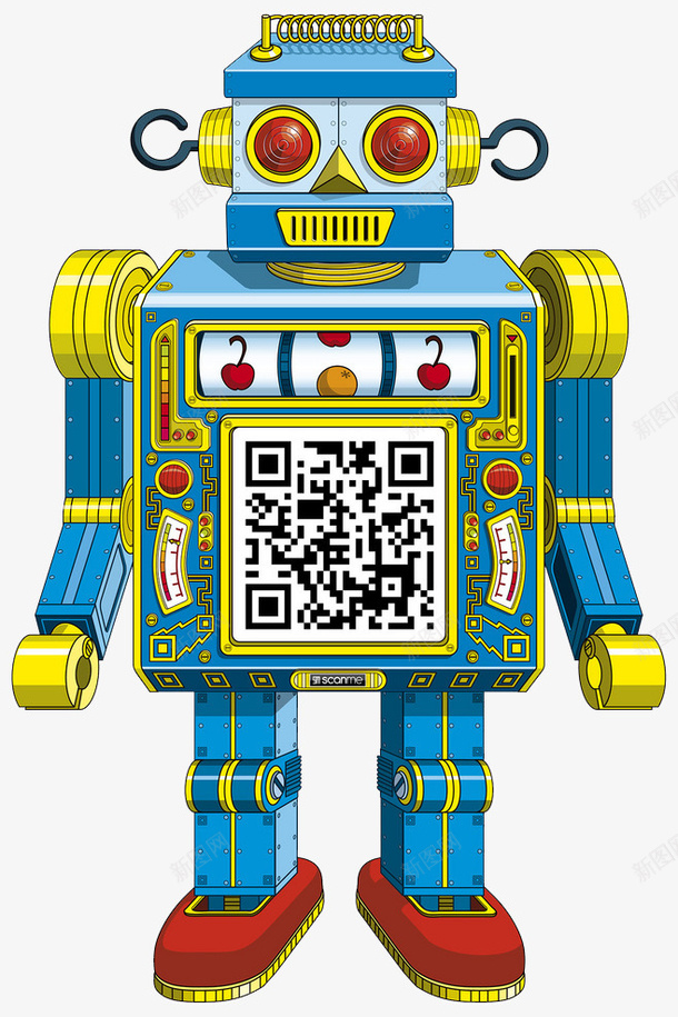 机器人png免抠素材_新图网 https://ixintu.com 二维码 机器人 金属