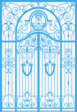 蓝色的古风装饰栏杆矢量图素材