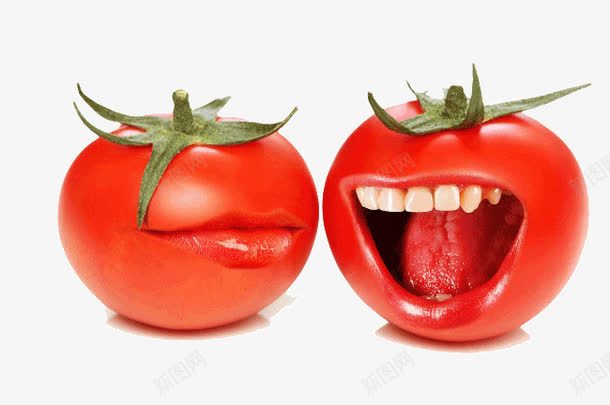 红色西红柿png免抠素材_新图网 https://ixintu.com 创意 张嘴 红色 西红柿