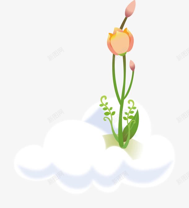 云上的花朵卡通png免抠素材_新图网 https://ixintu.com 卡通花朵 矢量卡通 矢量花朵 花朵