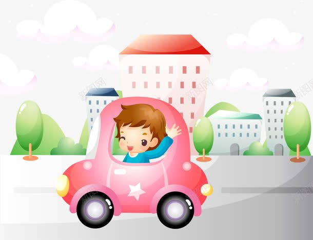 开着小汽车的孩子png免抠素材_新图网 https://ixintu.com 卡通 可爱 小孩子 小汽车