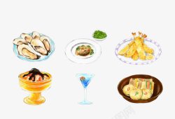 手绘铜火锅手绘彩色精美食物高清图片