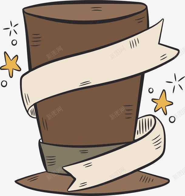 高高的棕色礼帽png免抠素材_新图网 https://ixintu.com 彩带标题框 棕色礼帽 矢量素材 礼帽 高高的帽子