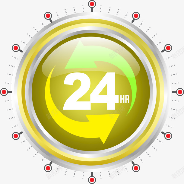 手绘24小时图标矢量图ai_新图网 https://ixintu.com 24小时 24小时logo 24小时标志 全日制 时钟 表 钟表 矢量图