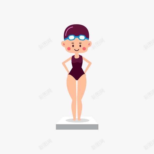 游泳衣的女孩png免抠素材_新图网 https://ixintu.com 女孩 游泳衣 矢量女孩 紫色 运动 运动女孩
