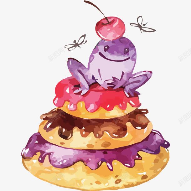 坐着青蛙的三色蛋糕png免抠素材_新图网 https://ixintu.com 素材 蛋糕 蛋糕矢量 蛋糕素材 青蛙