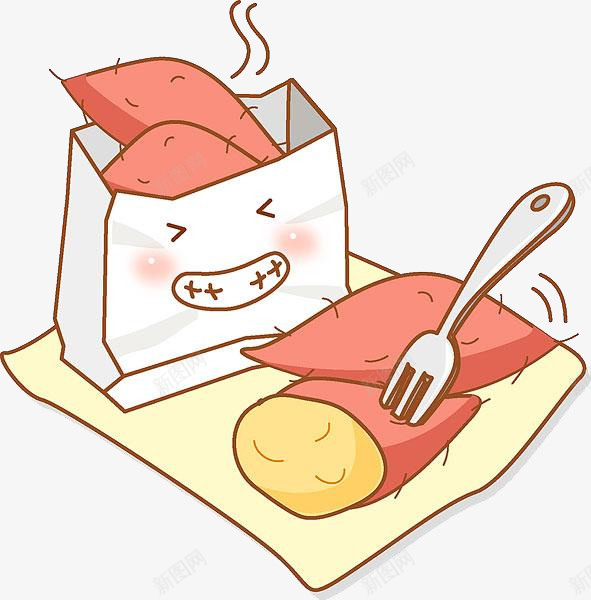 卡通班的红薯png免抠素材_新图网 https://ixintu.com PNG图形 PNG装饰 卡通 叉子 红薯 装饰 食物