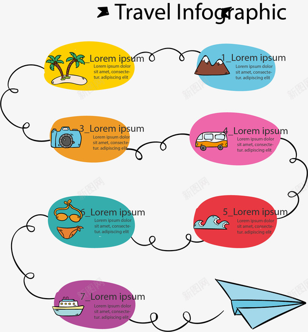 手绘旅行图案矢量图ai免抠素材_新图网 https://ixintu.com 卡通 手绘 方案 旅行 计划 路程 矢量图