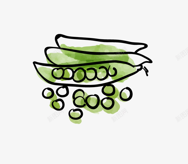 卡通手绘绿色的豌豆png免抠素材_新图网 https://ixintu.com 创意 动漫动画 卡通手绘 彩绘 绿色的豌豆 蔬菜瓜果
