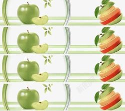 绿色直线青苹果和苹果汉堡包素材