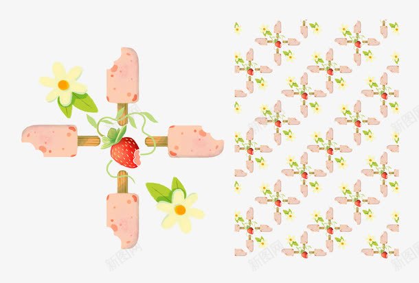 冰淇淋花纹图案png免抠素材_新图网 https://ixintu.com 冰棒花纹 创意冰淇淋 创意花纹 花纹图案