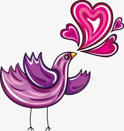 手绘紫色小鸡卡通海报素材