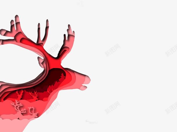 红色的鹿png免抠素材_新图网 https://ixintu.com 一只 内脏 动物 器官 手绘 简图 红色 鹿 鹿角