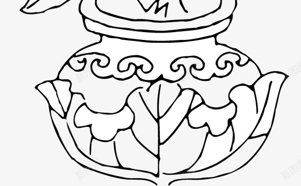 素描花朵图标png_新图网 https://ixintu.com 卡通 复古 手绘 简笔 素描 线条 花朵 花瓶 黑色