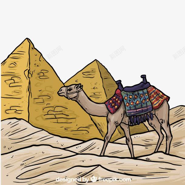 彩绘埃及金字塔和骆驼矢量图ai免抠素材_新图网 https://ixintu.com ai格式 埃及 彩绘 金字塔 骆驼 矢量图