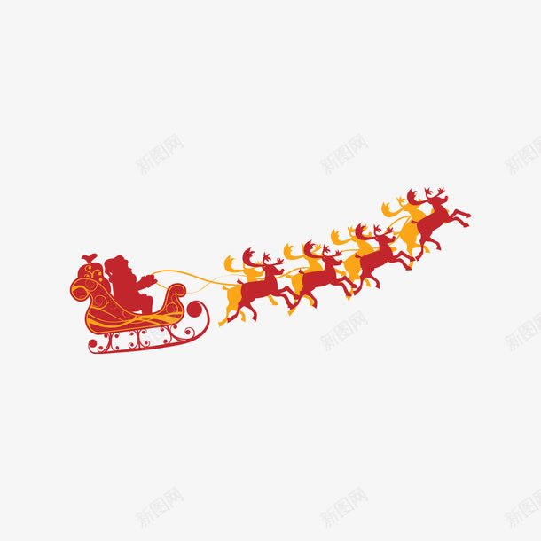 圣诞老公公赶着雪橇png免抠素材_新图网 https://ixintu.com 免扣 免扣素材 圣诞 老公公 赶着雪橇