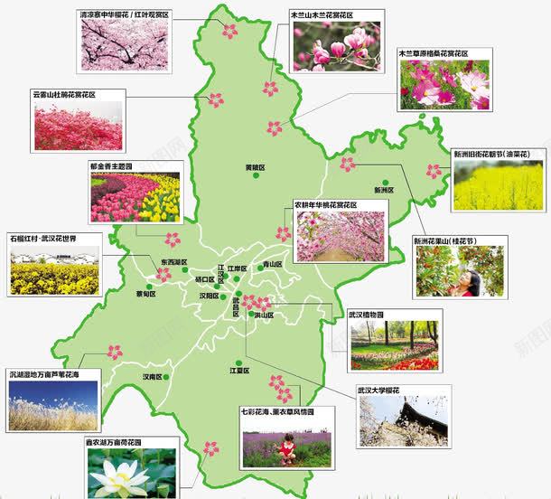 武汉地图和景点分布png免抠素材_新图网 https://ixintu.com 地图 手绘 景点分布 武汉