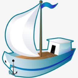 手绘蓝色卡通轮船图标png_新图网 https://ixintu.com 卡通 图标 蓝色 轮船