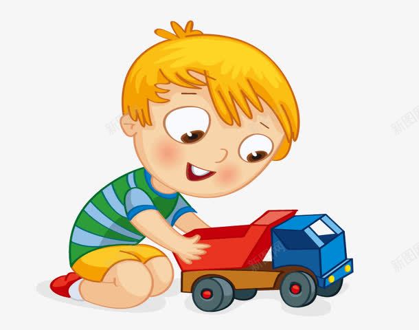 卡通小男孩在玩玩具车png免抠素材_新图网 https://ixintu.com 卡通 卡通人物 玩具 玩玩具车 男孩