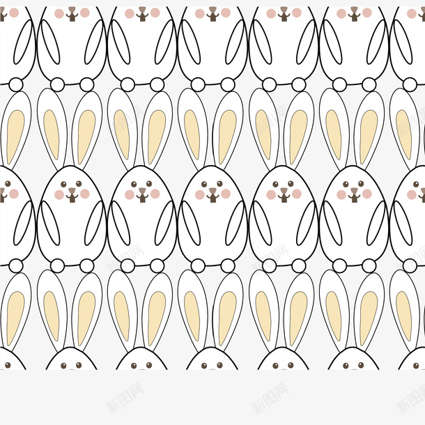 兔子花纹背景矢量图ai免抠素材_新图网 https://ixintu.com 兔子 动物 卡通 可爱 背景 矢量图