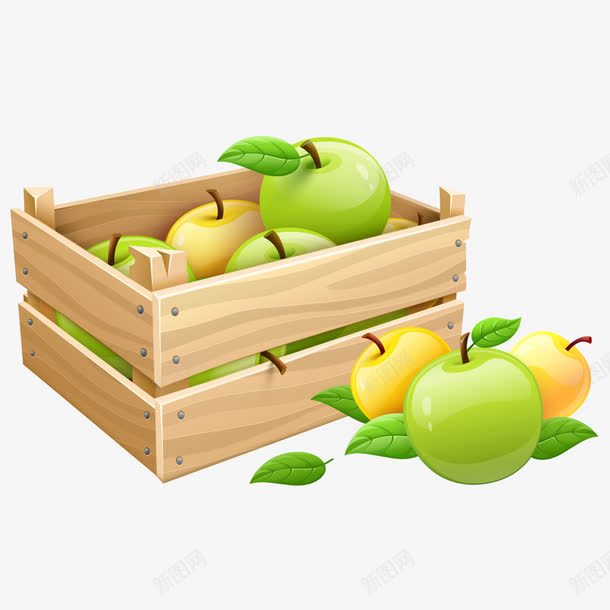 箱子里的水果png免抠素材_新图网 https://ixintu.com 矢量水果 矢量苹果 箱子 苹果 青苹果