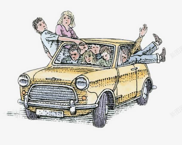 手绘汽车插画png免抠素材_新图网 https://ixintu.com 小轿车 插画车 水墨汽车 汽车 车 黄色的车