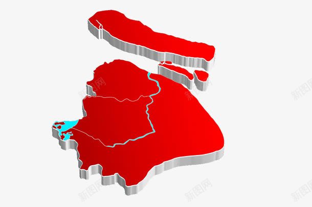 红色立体上海地图png免抠素材_新图网 https://ixintu.com 上海地图 创意 立体 立体地图 红色