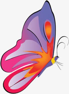 紫色唯美手绘蝴蝶卡通素材
