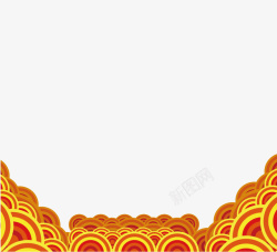 中国风黄红色装饰纹样素材