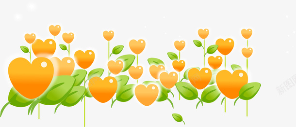 卡通心形植物png免抠素材_新图网 https://ixintu.com 卡通 夏日 心形 植物 橙色 花