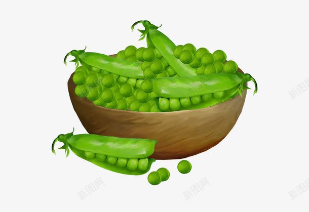 一碗豌豆荚png免抠素材_新图网 https://ixintu.com 一碗 木碗 绿色 豌豆荚
