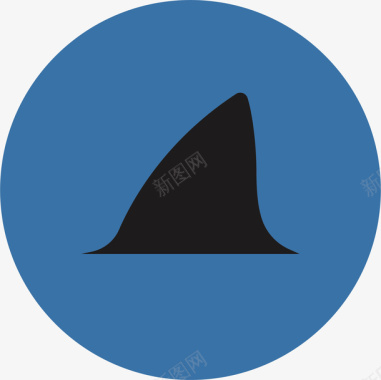 蓝色鲨鱼鳍图标icon矢量图图标