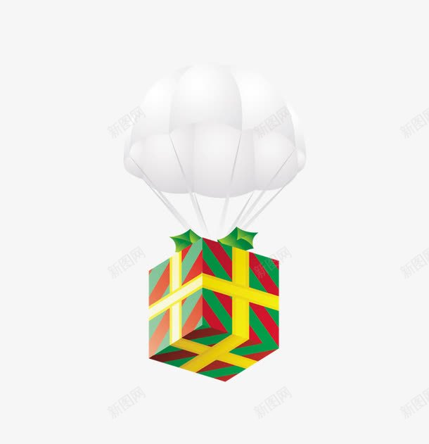 卡通礼盒png免抠素材_新图网 https://ixintu.com 卡通 礼盒 绿色 降落伞