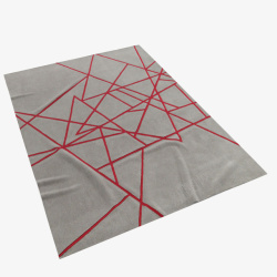 红色线条北欧地毯素材