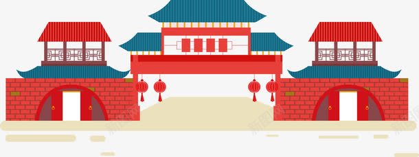 中国建筑宫殿楼门png免抠素材_新图网 https://ixintu.com 中国 宫殿 建筑 楼门 灯笼