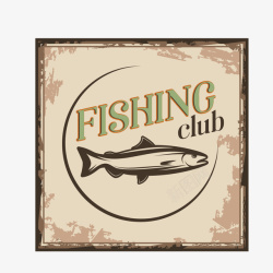 复古钓鱼俱乐部标签矢量图素材