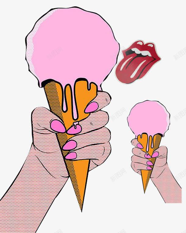 插画冰淇淋png免抠素材_新图网 https://ixintu.com 冰淇淋 冷饮 夏日 舌头