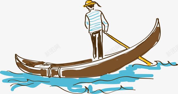 卡通手绘划船的人png免抠素材_新图网 https://ixintu.com 人物 划船 卡通人物 手绘人物 船
