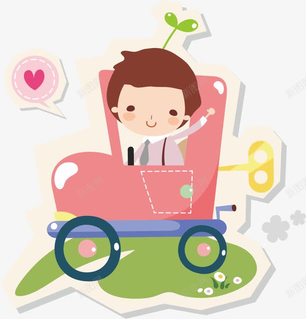 开车的小孩png免抠素材_新图网 https://ixintu.com 孩子 小孩 开车 开车的人 插画 水墨 水彩 汽车