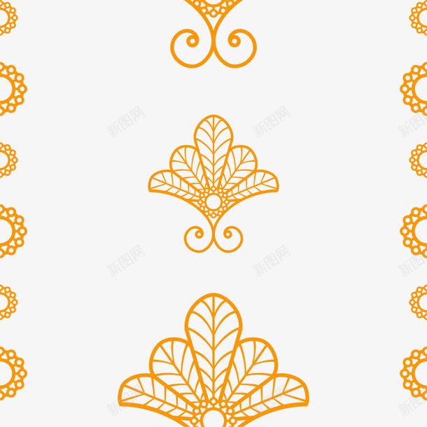橙色花朵背景png免抠素材_新图网 https://ixintu.com 橙色 清新 简约 线条 背景 自然 花朵 边框纹理