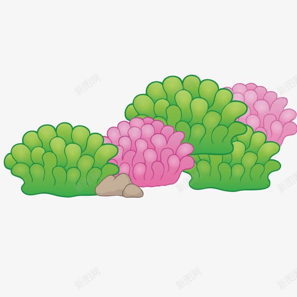 粉色绿色卡通海洋珊瑚植物png免抠素材_新图网 https://ixintu.com 卡通 海洋 珊瑚植物 粉色 绿色