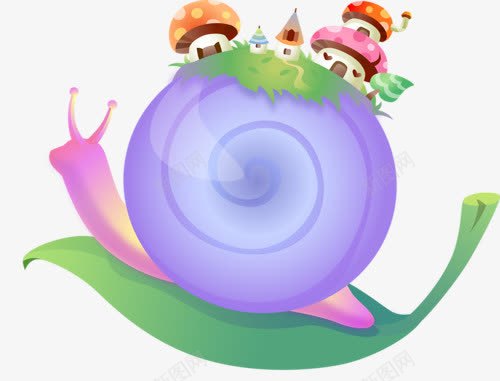 树叶与蜗牛png免抠素材_新图网 https://ixintu.com 公仔 卡通 蜗牛