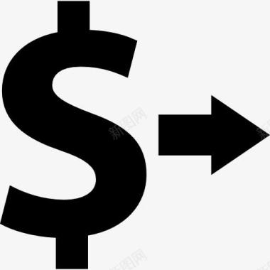 美元符号与箭头向右图标图标