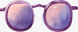 紫色水彩手绘墨镜矢量图素材