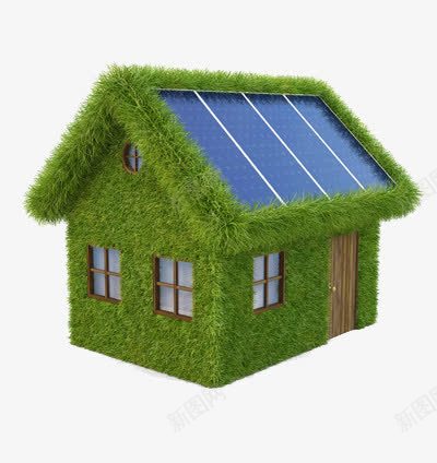 长满草的房子png免抠素材_新图网 https://ixintu.com 太阳板 能源 节约