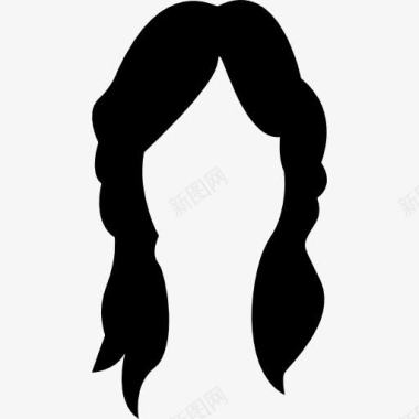 女性的黑色长发图标图标